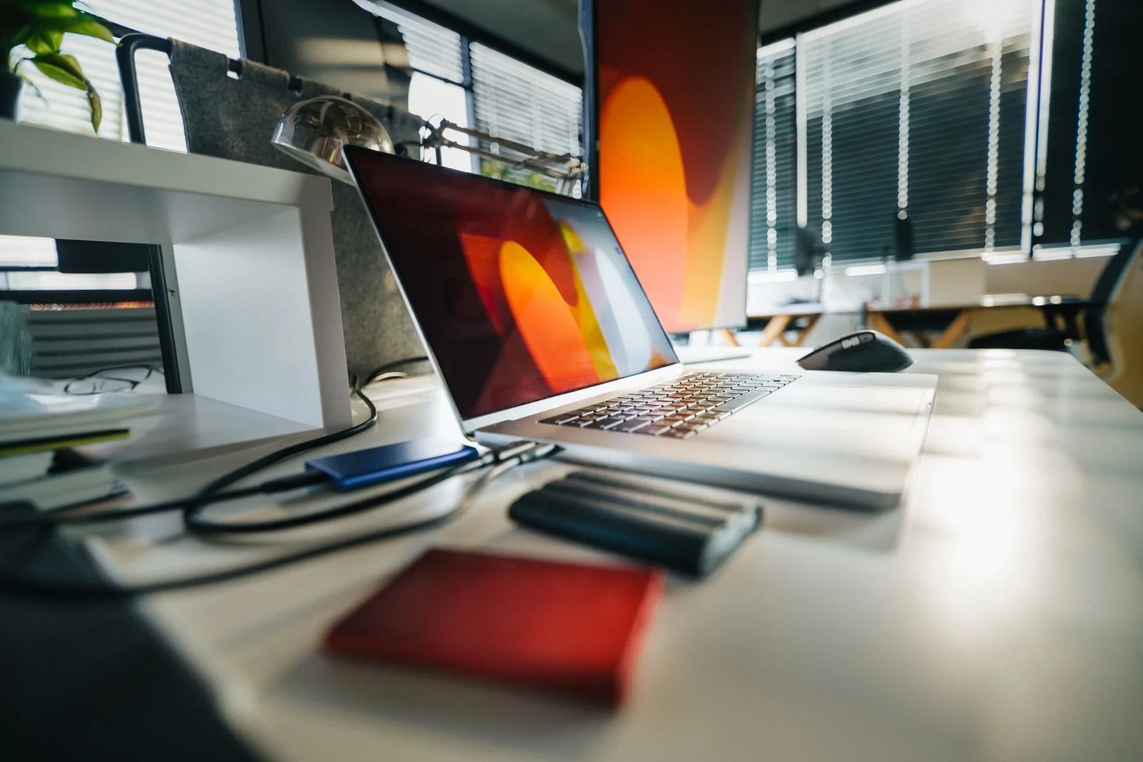 Modern laptop and computer workspace