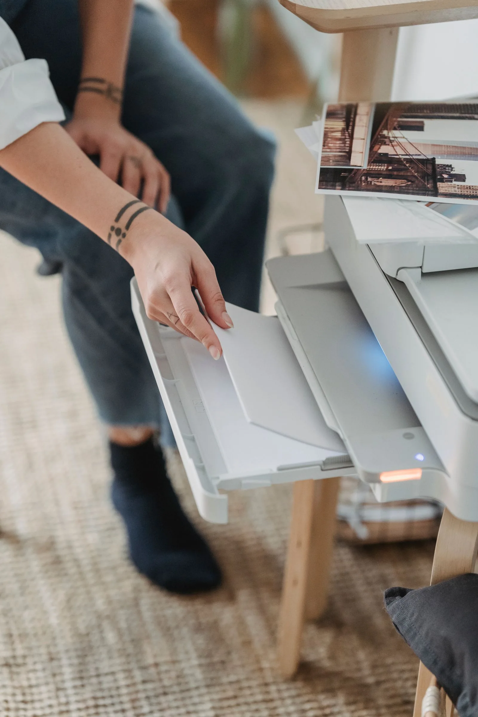 Paper being placed into a photocopier